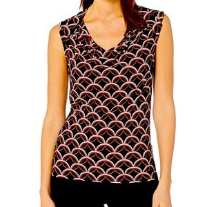 EUC ☀️ KASPER Chain Link U-Neck Printed Top